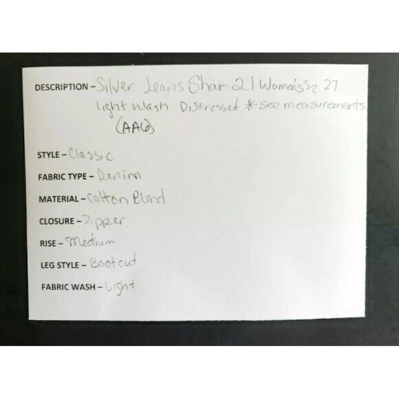 Silver Jeans Shar-21'' Women's Size 27 Light Wash Distressed - Picture 7 of 7